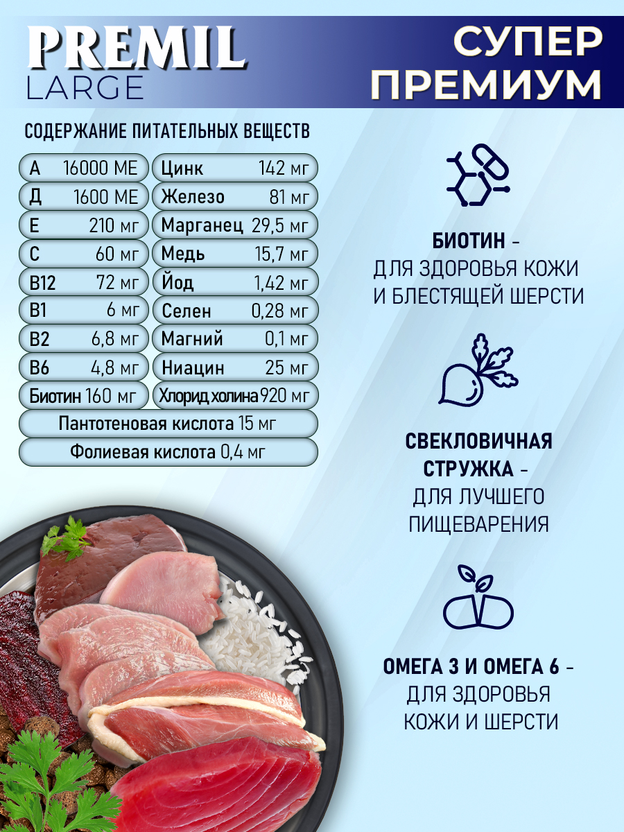 Корм Premil large superpremium